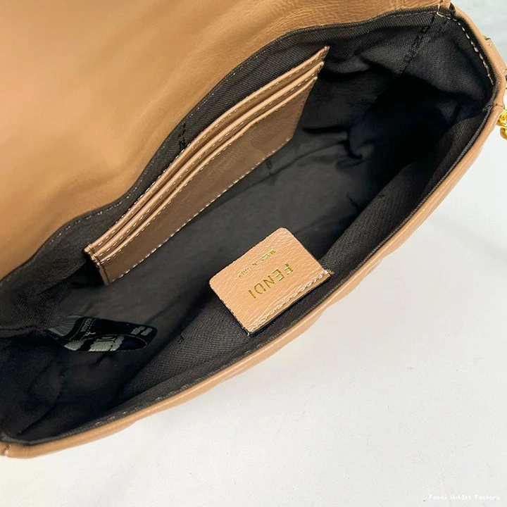 Affordable HOT Brown In Leather Baguette FF Bag Motif Nappa Fendi Mini 0818